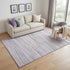 5' X 8' Lavender Ivory And Green Striped Washable Area Rug With UV Protection