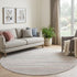 8' X 8' Pink Mint Green And Ivory Striped Washable Round Rug With UV Protection