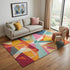5' X 8' Orange Red Blue And Gold Geometric Washable Area Rug With UV Protection