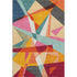 5' X 8' Orange Red Blue And Gold Geometric Washable Area Rug With UV Protection