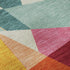 5' X 8' Orange Red Blue And Gold Geometric Washable Area Rug With UV Protection