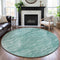 8' X 8' Aqua And Ivory Abstract Washable Round Rug With UV Protection