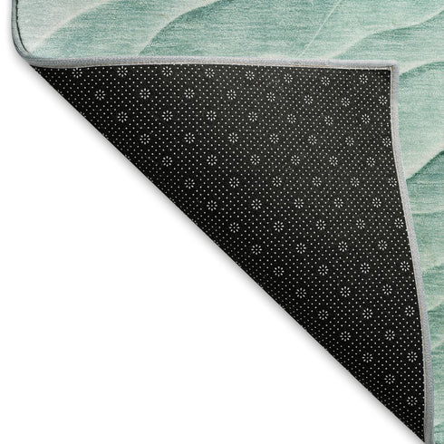 8' X 8' Aqua And Ivory Abstract Washable Round Rug With UV Protection