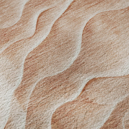 8' Coral And Ivory Abstract Washable Area Rug With UV Protection