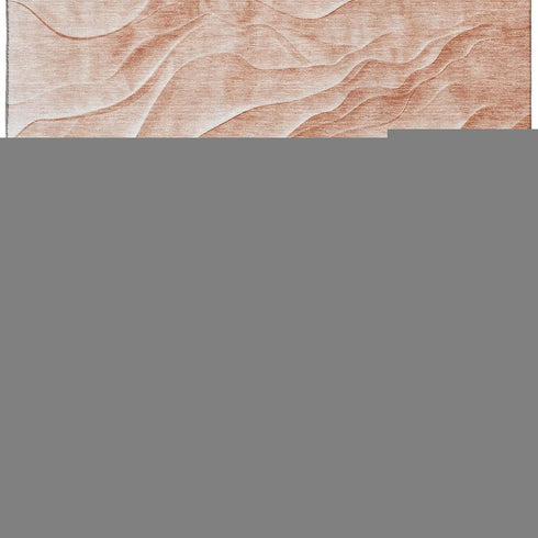 8' Coral And Ivory Abstract Washable Area Rug With UV Protection