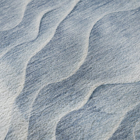 5' X 8' Denim Blue And Ivory Abstract Washable Area Rug With UV Protection