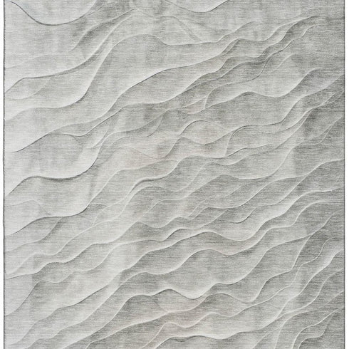 9' X 12' Taupe And Ivory Abstract Washable Area Rug With UV Protection