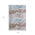 5' X 8' Coffee Blue And Ivory Abstract Washable Area Rug With UV Protection