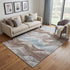5' X 8' Coffee Blue And Ivory Abstract Washable Area Rug With UV Protection