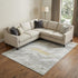 8' Silver Gold And Ivory Abstract Washable Area Rug With UV Protection