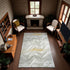 8' Silver Gold And Ivory Abstract Washable Area Rug With UV Protection
