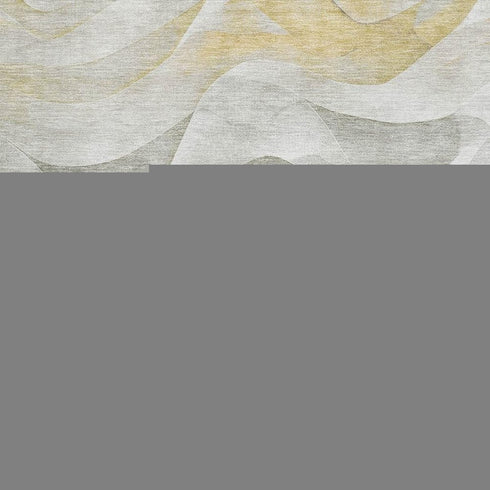 8' Silver Gold And Ivory Abstract Washable Area Rug With UV Protection