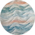 8' X 8' Teal Peach And Ivory Abstract Washable Round Rug With UV Protection