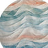 8' X 8' Teal Peach And Ivory Abstract Washable Round Rug With UV Protection