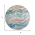 8' X 8' Teal Peach And Ivory Abstract Washable Round Rug With UV Protection