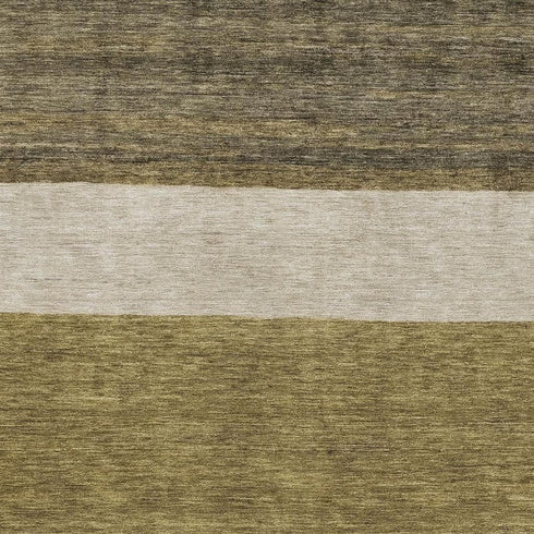 5' X 8' Coffee Ivory And Gray Striped Washable Area Rug With UV Protection