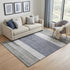 5' X 8' Denim Blue Ivory And Gray Striped Washable Area Rug With UV Protection