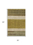 5' X 8' Gold Ivory And Gray Striped Washable Area Rug With UV Protection