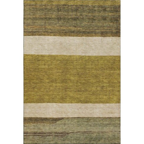 5' X 8' Gold Ivory And Gray Striped Washable Area Rug With UV Protection
