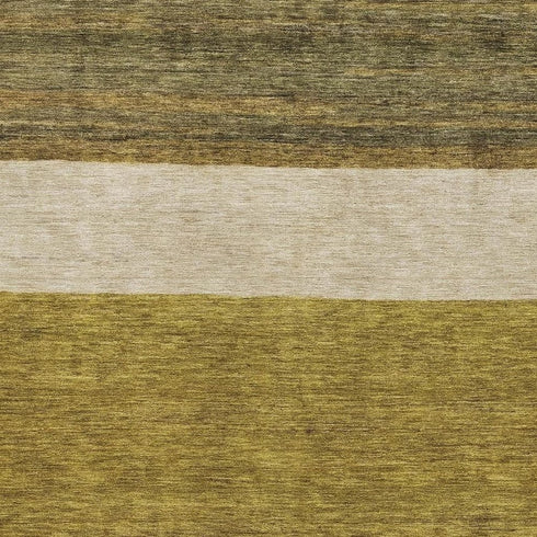 5' X 8' Gold Ivory And Gray Striped Washable Area Rug With UV Protection