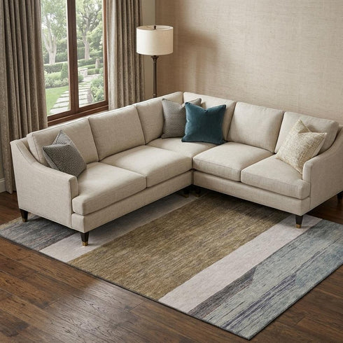 8' X 10' Coffee Ivory And Taupe Striped Washable Area Rug With UV Protection