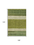 9' X 12' Olive Green And Ivory Striped Washable Area Rug With UV Protection