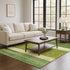 9' X 12' Olive Green And Ivory Striped Washable Area Rug With UV Protection