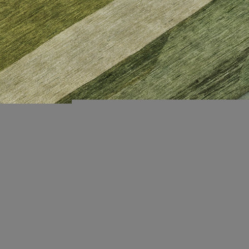 9' X 12' Olive Green And Ivory Striped Washable Area Rug With UV Protection