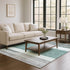 5' X 8' Teal Ivory And Gray Striped Washable Area Rug With UV Protection