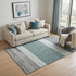 5' X 8' Teal Ivory And Gray Striped Washable Area Rug With UV Protection