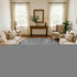 8' Teal Ivory And Gray Striped Washable Round Rug With UV Protection