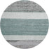 8' Teal Ivory And Gray Striped Washable Round Rug With UV Protection