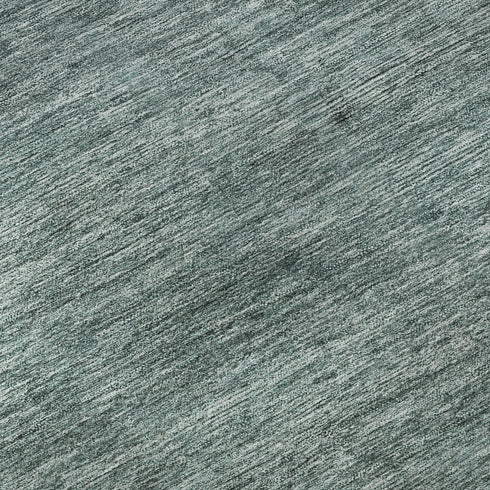 8' Teal Ivory And Gray Striped Washable Round Rug With UV Protection