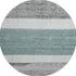 8' Teal Ivory And Gray Striped Washable Round Rug With UV Protection