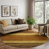 8' Terra Cotta Gold And Brown Striped Washable Round Rug With UV Protection