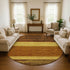8' Terra Cotta Gold And Brown Striped Washable Round Rug With UV Protection