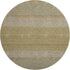 8' Wheat Gold And Linen Striped Washable Round Rug With UV Protection