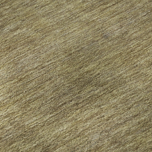 8' Wheat Gold And Linen Striped Washable Round Rug With UV Protection