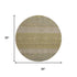 8' Wheat Gold And Linen Striped Washable Round Rug With UV Protection