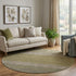8' Wheat Gold And Linen Striped Washable Round Rug With UV Protection