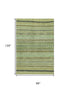 8' X 10' Artichoke Green Gray And Sage Striped Washable Area Rug With UV Protection