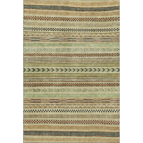 5' X 8' Beige Taupe And Brown Striped Washable Area Rug With UV Protection
