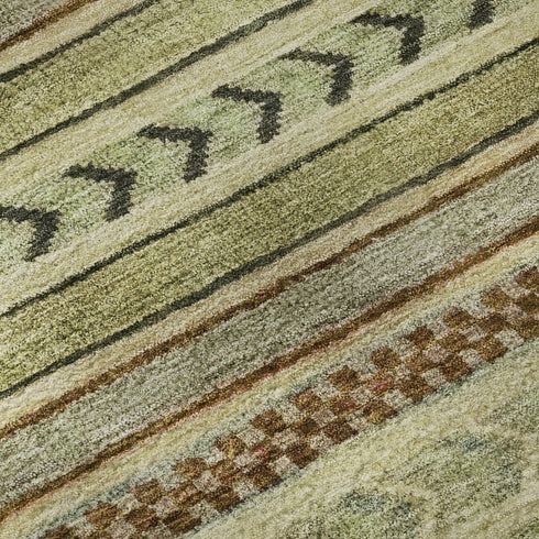 8' X 10' Beige Taupe And Brown Striped Washable Area Rug With UV Protection