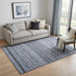 5' X 8' Blue And Gray Striped Washable Area Rug With UV Protection