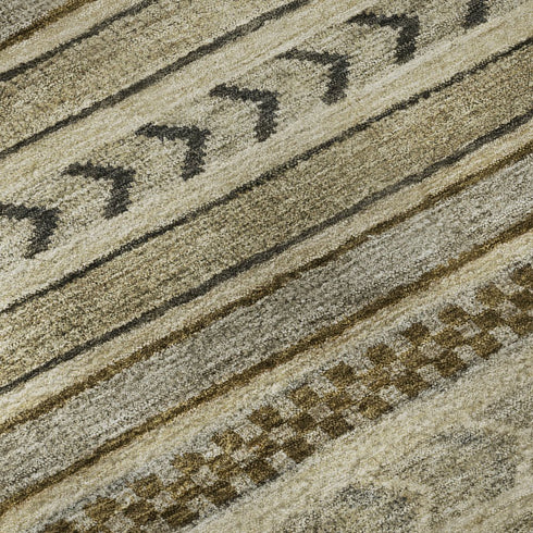 8' X 10' Chocolate Gray And Ivory Striped Washable Area Rug With UV Protection