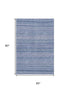 5' X 8' Denim Blue And Gray Striped Washable Area Rug With UV Protection