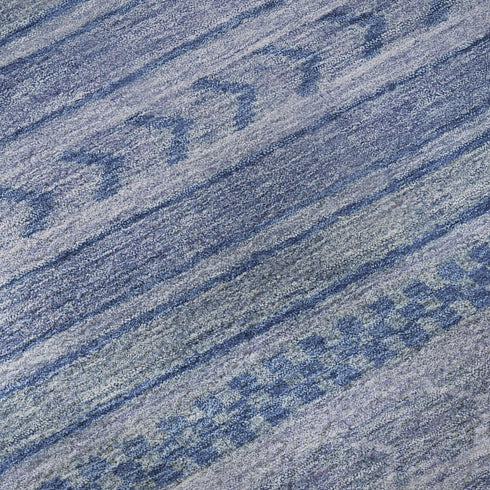 5' X 8' Denim Blue And Gray Striped Washable Area Rug With UV Protection