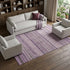 8' X 10' Plum And Gray Striped Washable Area Rug With UV Protection