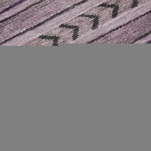 8' X 10' Plum And Gray Striped Washable Area Rug With UV Protection