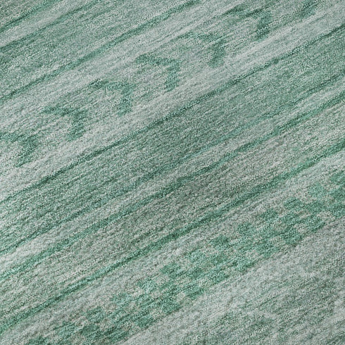 8' X 10' Turquoise And Teal Striped Washable Area Rug With UV Protection